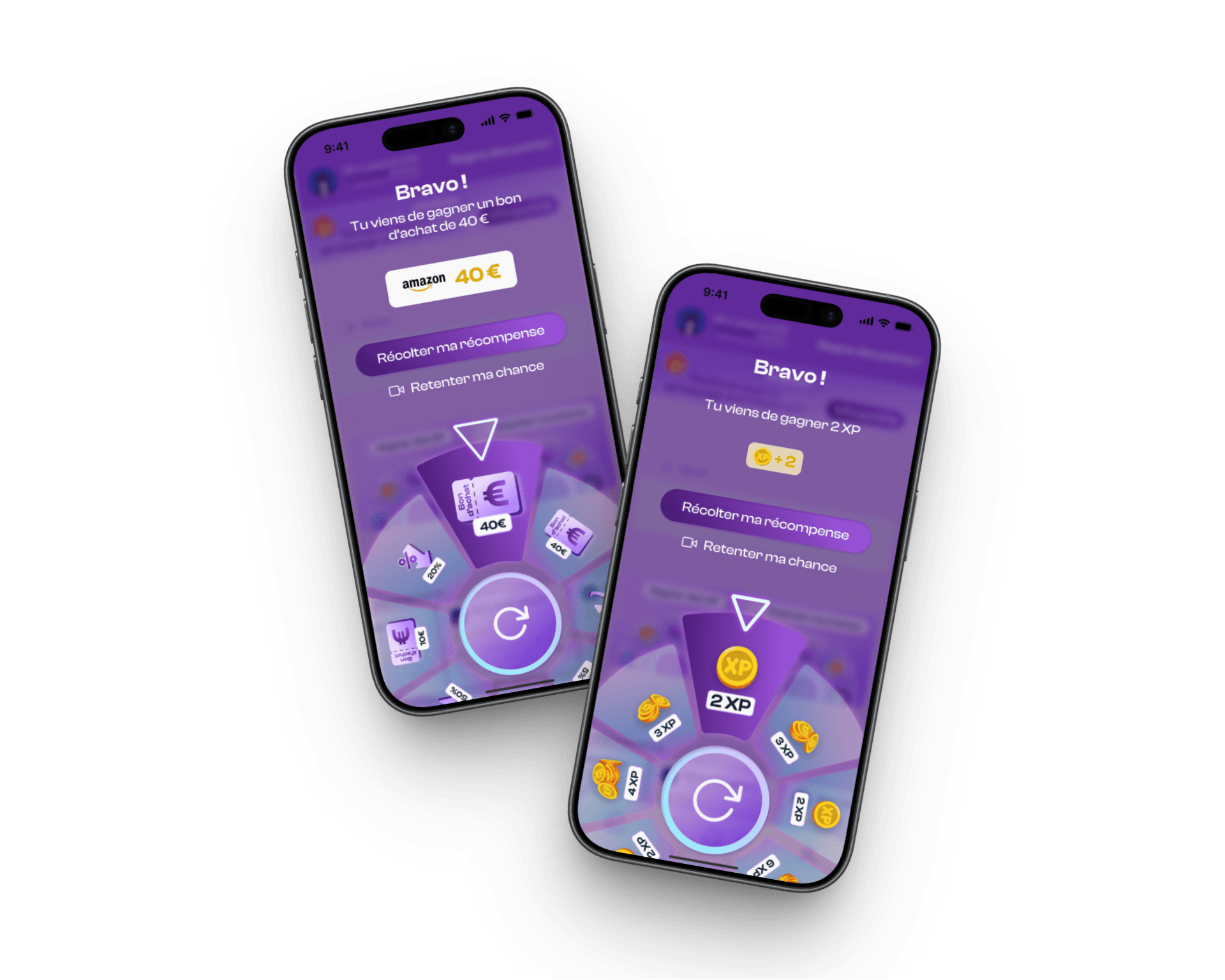 Concours et roues sur l'application Melo