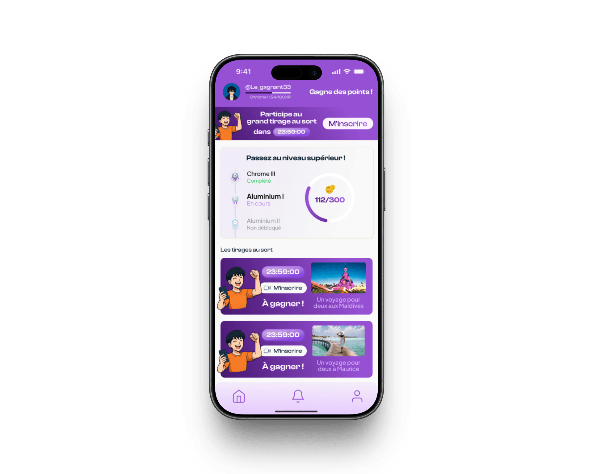 Écran d'accueil de l'application Melo